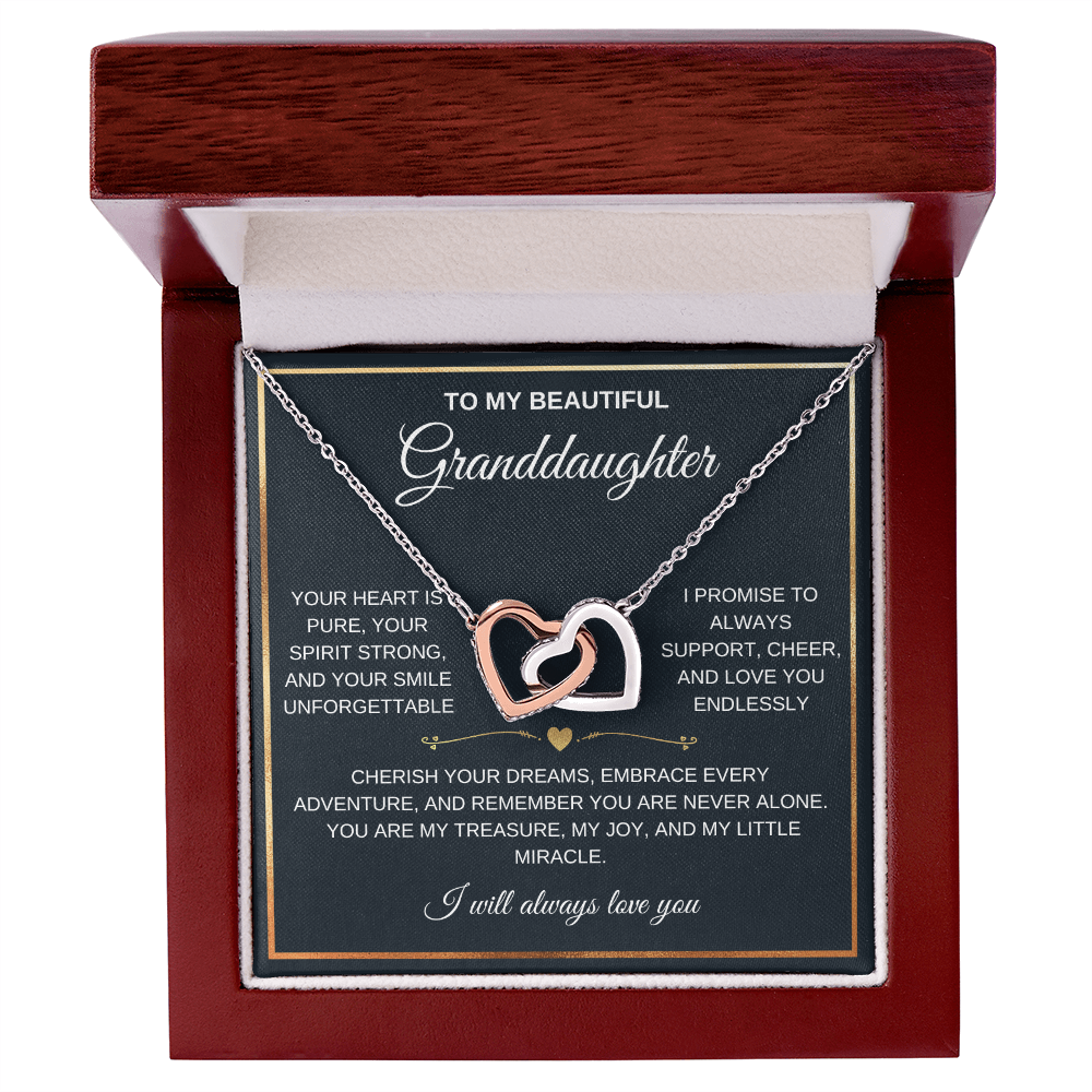 To My Beautiful Granddaughter - Forever Linked Hearts - Meaningful Gift from Grandma or Grandpa
