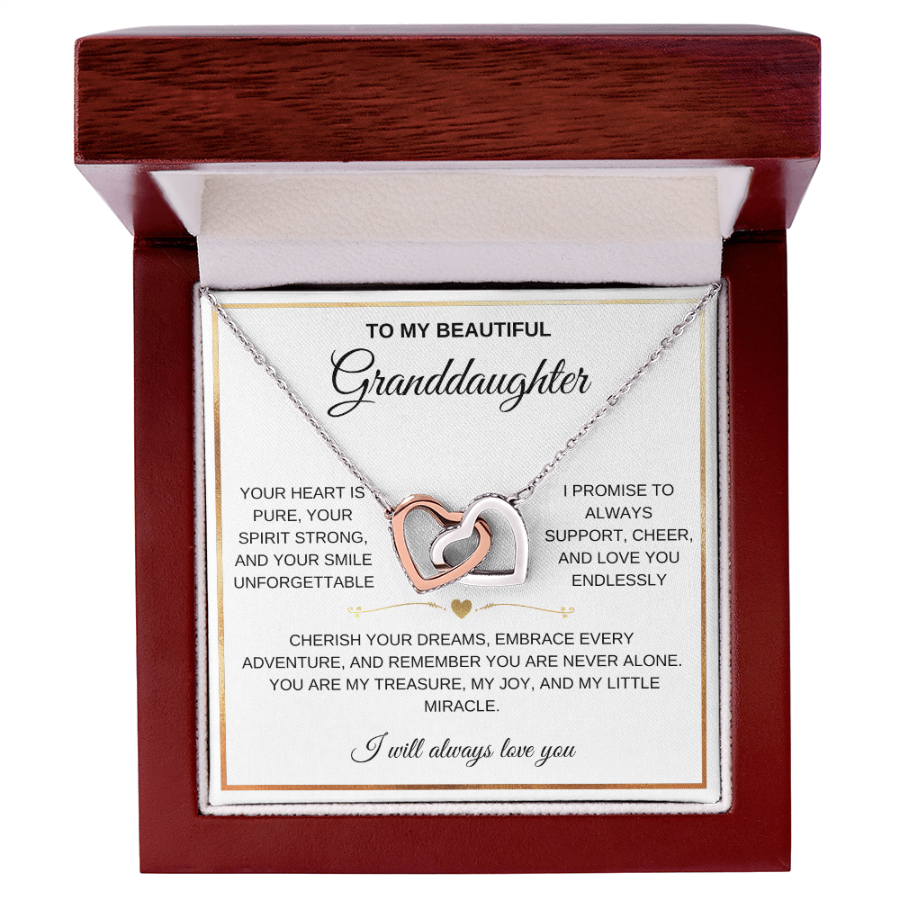 To My Beautiful Granddaughter - Forever Linked Hearts - Meaningful Gift from Grandma or Grandpa