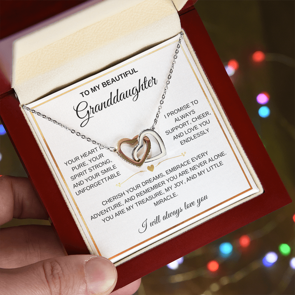 To My Beautiful Granddaughter - Forever Linked Hearts - Meaningful Gift from Grandma or Grandpa
