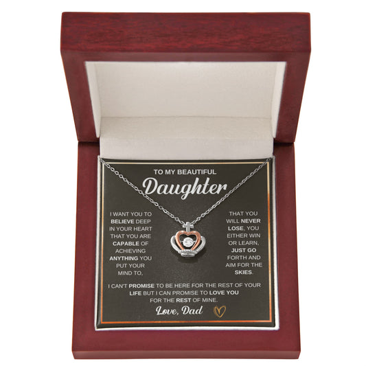 To My Daughter – Crown Pendant Necklace | Meaningful Gift from Mom or Dad