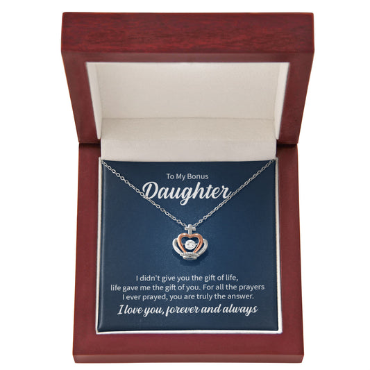 Crown Pendant Necklace for Bonus Daughter – Gift from Stepmom or Stepfather | Symbol of Love, Pride & Royal Bond
